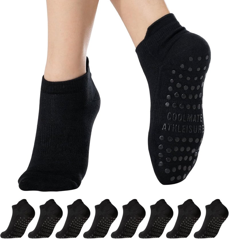 CoolMate Store Pilates Socks with Grips for Women, Yoga Socks, Crew Non Slip Women for Barre, Pilates Gifts - Image 1